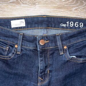 Gap 1969 Sexy Boot Jeans 28p Dark Indigo Rinse Mid Rise Bootcut Denim Womens